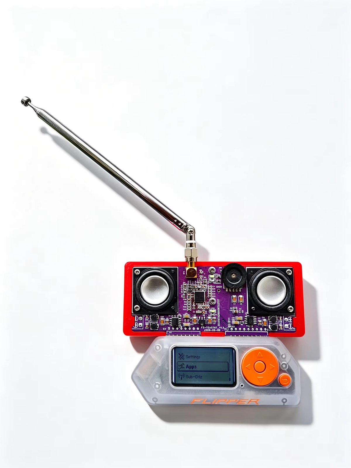 TEA5767 FM Stereo Radio Module for Flipper Zero Receiver Expansion Board with Dual Speakers & Telescopic Antenna Plug-and-Play A