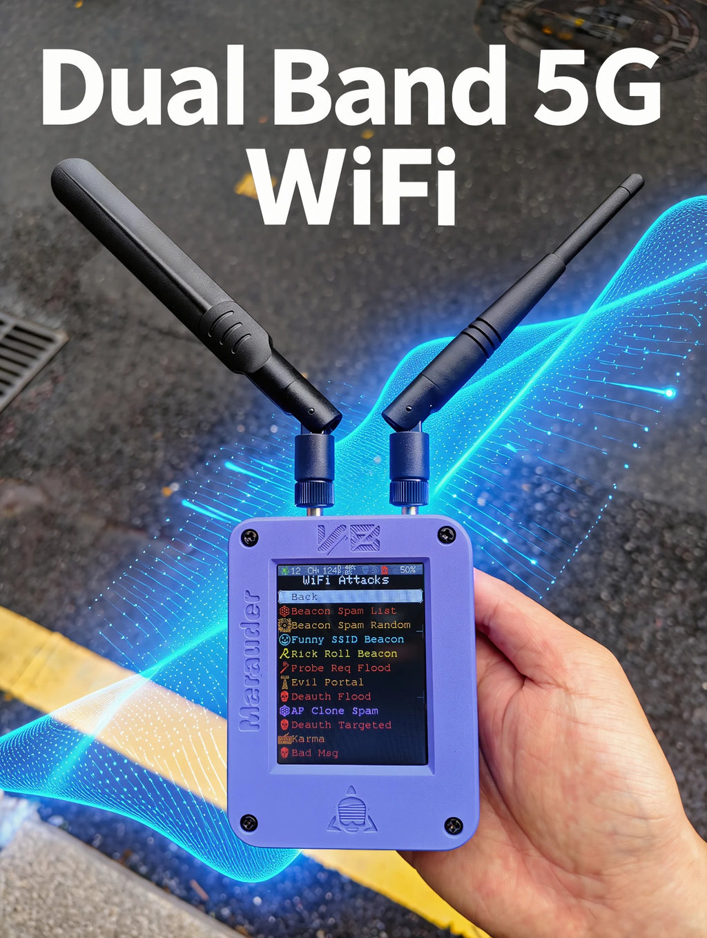 ESP32 Marauder V8 Ultimate Version 2.8 Inch Touch Display Dual Band WiFi Bluetooth GPS Support 2.4G & 5G Signal Wireless Tool
