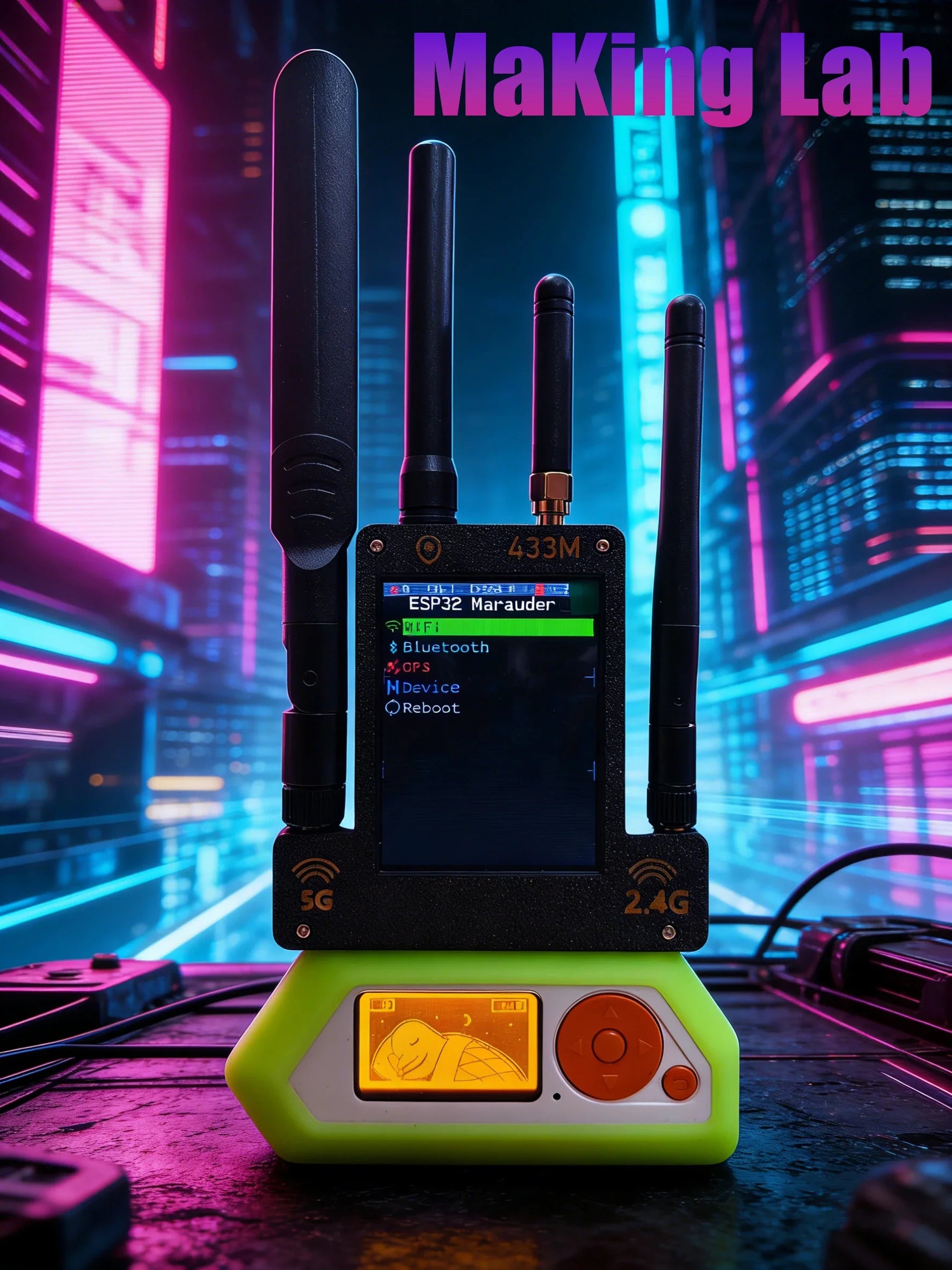 Flipper Zero 5Gwifi Module 4-in-1: 433M (CC1101) / ESP32-C5 Predator Module / GPS Positioning Module / 2.8-inch Screen Predator