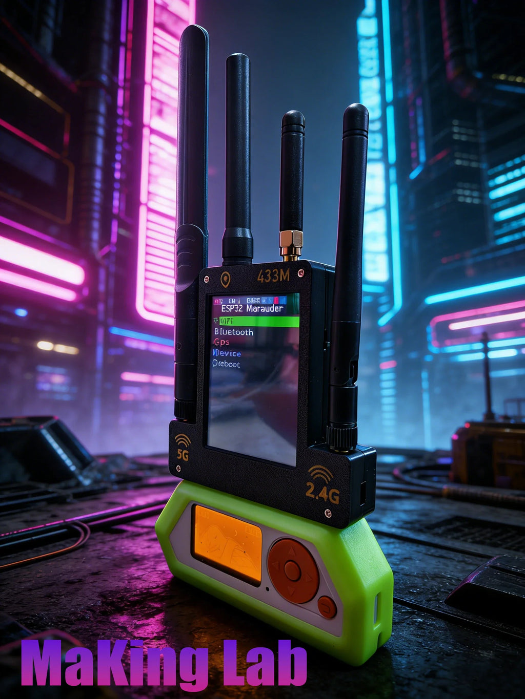 Flipper Zero 5Gwifi Module 4-in-1: 433M (CC1101) / ESP32-C5 Predator Module / GPS Positioning Module / 2.8-inch Screen Predator